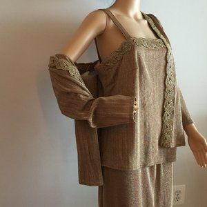 Lightweight GOLD SHIMMER Dress and Jacket Set